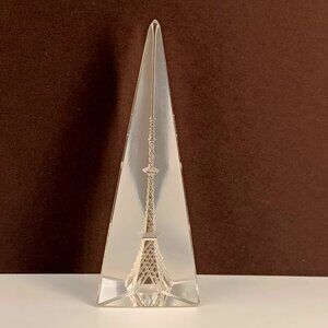 Reverse Cut Clear Glass Obelisk Prism Eiffel Tower